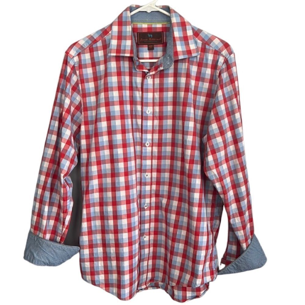 James Tatersall Men’s Medium contrast cuff buttons down long sleeved shirt